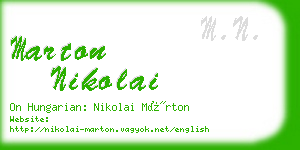 marton nikolai business card